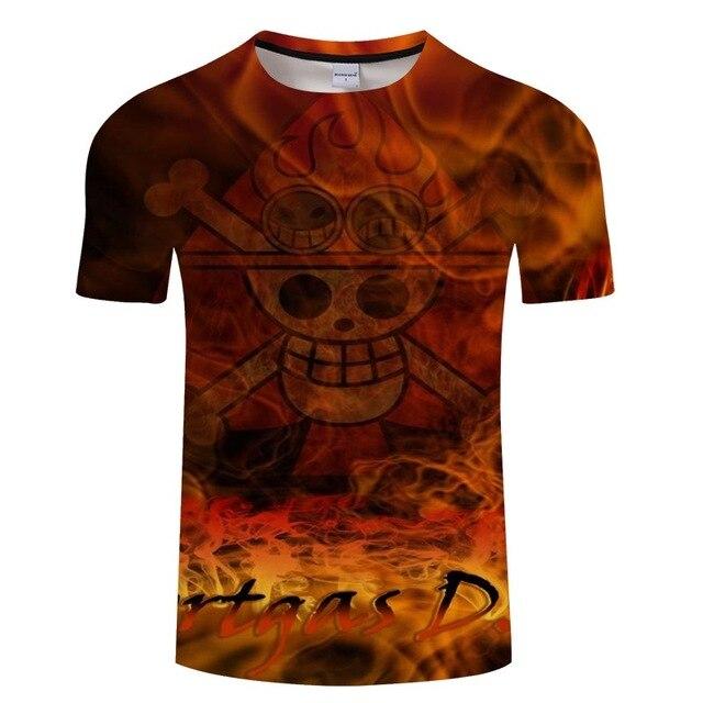 Ace’s Emblem One Piece T-Shirt with Burning Fists