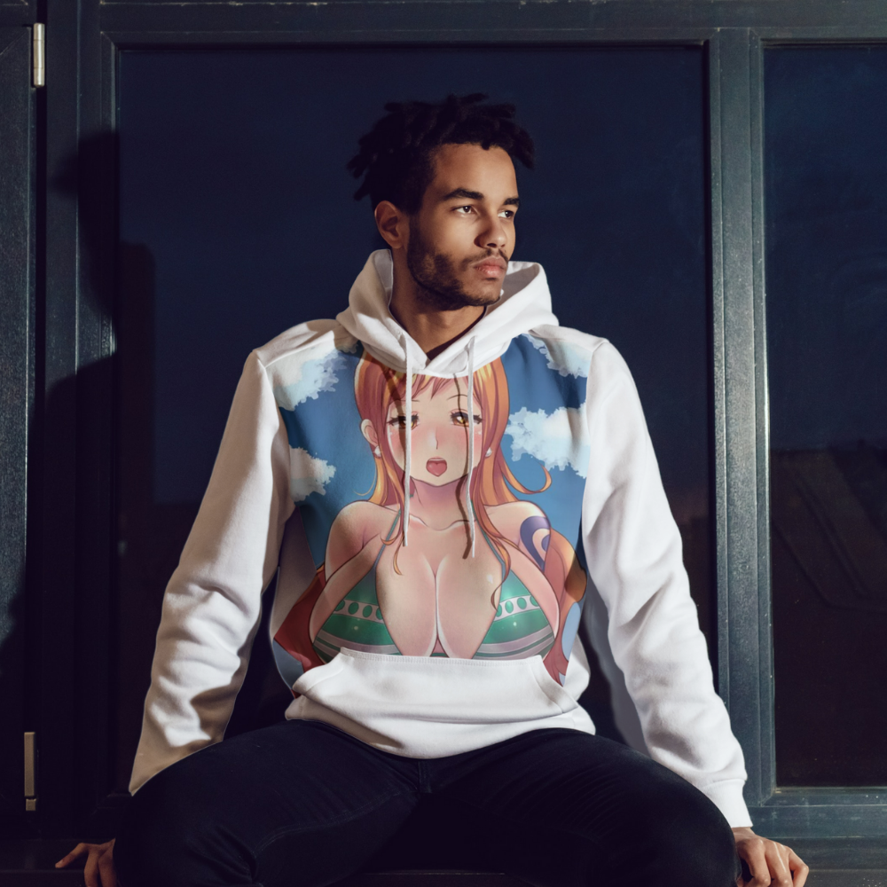 One Piece Ahegao Hoodie – Nami Sexy One Piece Ahegao Style Printed Over Unisex Hoodie
