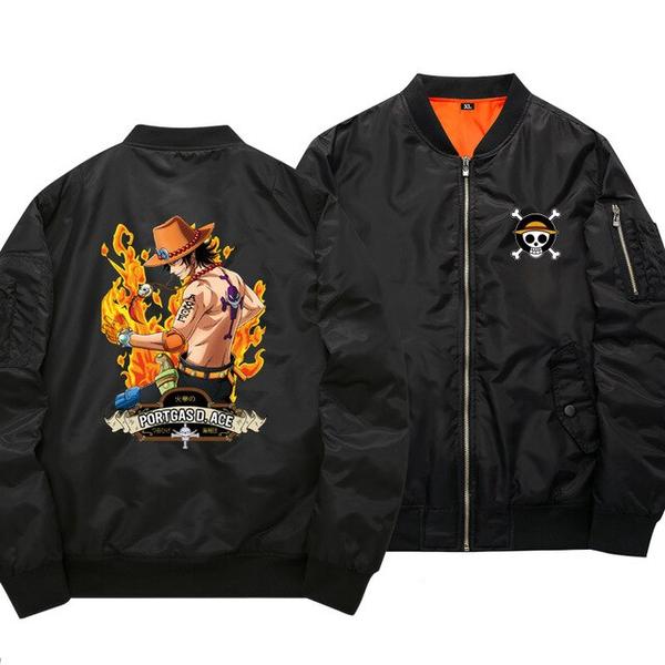 One Piece Jackets – One Piece Bomber Ace With A Burning Fist
