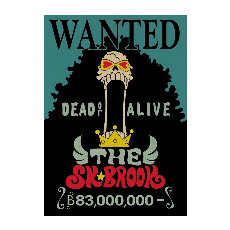 One Piece Merch – Classic Cartoon Soul King Brook Wanted Poster