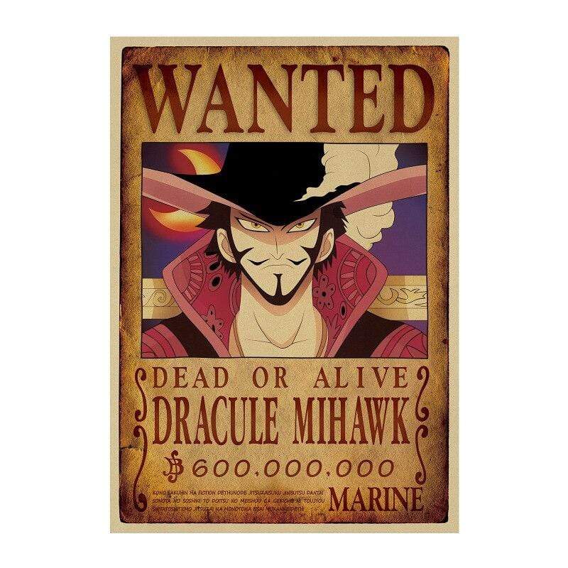 One Piece Posters – Wanted Dracule Mihawk Search Notice