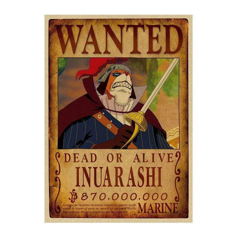 One Piece Posters – Wanted Search Notice Inuarashi