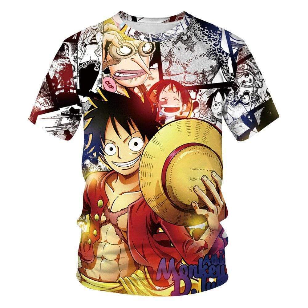 One Piece T Shirt Mugiwara No Luffy Manga Style