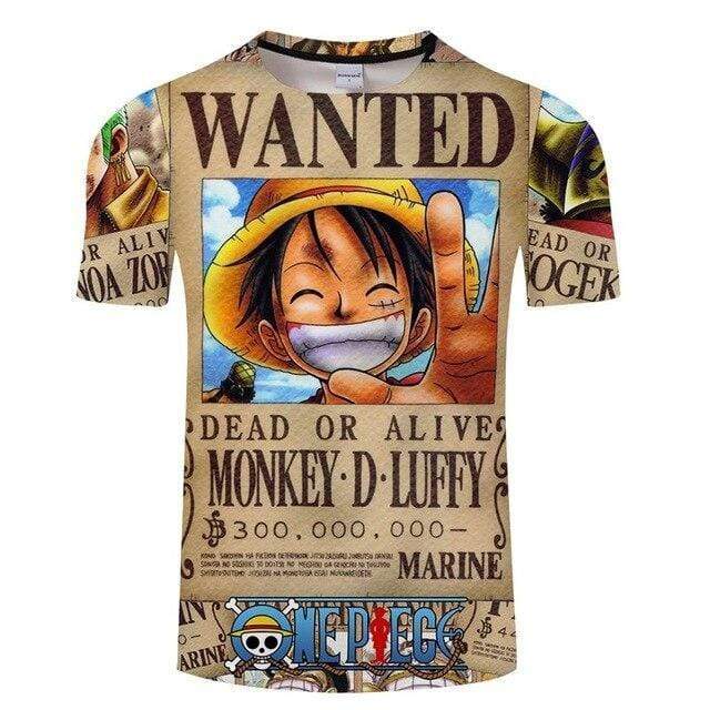 One Piece T-Shirts, One Piece Posters – One Piece T-Shirt Avis de Recherche Luffy wanted